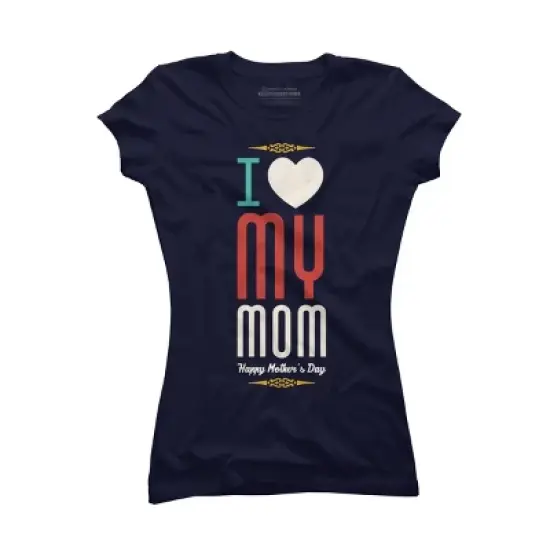 Junior's Design By Humans Mother's Day I Love My Mom By tmsarts T-Shirt image {3}