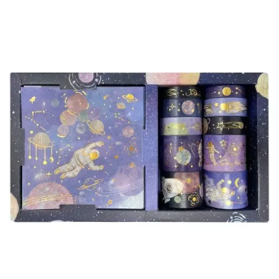 Wrapables Decorative Gold Foil Washi Tape and Sticker Set for Stationery, Diary, Card Making (10 Rolls & 10 Sheets) image {24}