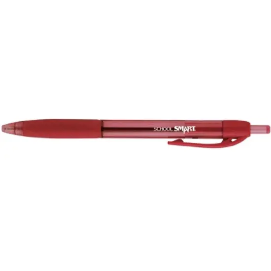 School Smart Retractable Hybrid Gel and Ink Pens, Red, Pack of 12 image {6}