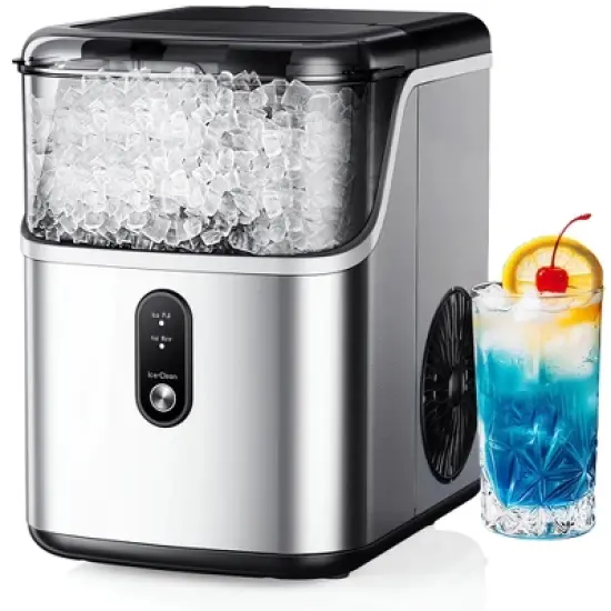 Simzlife 35 Lbs. Countertop Nugget Ice Maker, Stainless Steel Portable Ice Maker Machine with Self-Cleaning Function, Silver image {8}