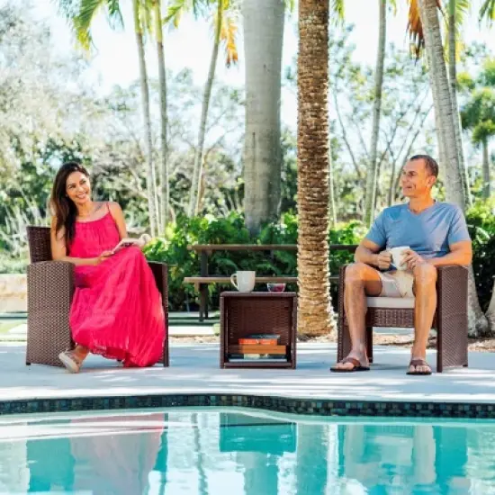 Nestl 3 Piece Patio Furniture Wicker Conversation Set image {2}