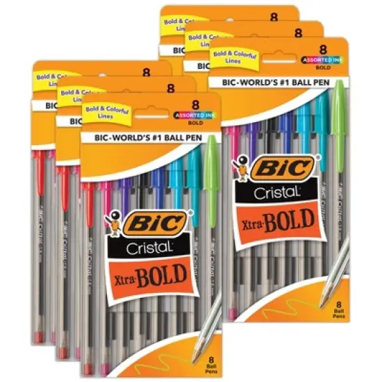 BIC&reg; Cristal Xtra Bold Fashion Bold Point (1.6mm) 8 Per Pack, 6 Packs image {6}