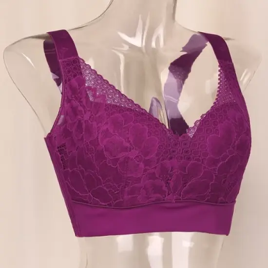 Agnes Orinda Women's No Underwire Full Coverage Comfort Wirefree Lace Bra image {3}
