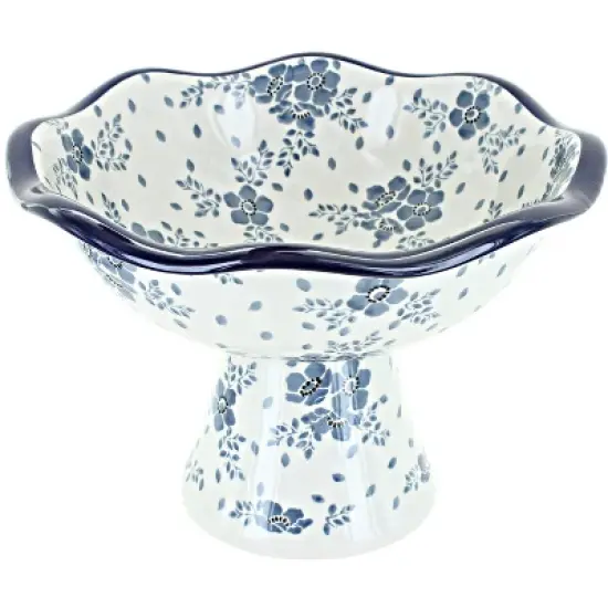 Blue Rose Polish Pottery 660 Ceramika Artystyczna Small Pedestal Dish image {2}