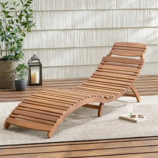 Gulches Brown Acacia Wood Foldable Chaise Lounge image {4}