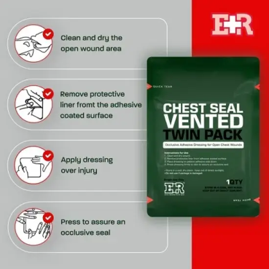 Vented Chest Seal Occlusive Dressing - 2 Pack image {4}