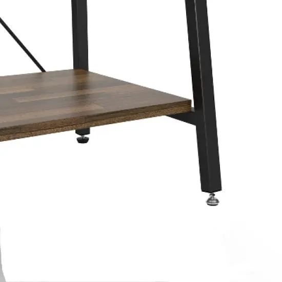 24/7 Shop At Home Joyharbor Industrial 1 Drawer Mini Bar with Shelves Light Hickory: Wine Storage, 20-Bottle Capacity image {11}