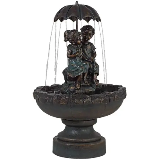 John Timberland Boy and Girl Under Umbrella Modern Outdoor Water Fountain 40" for Yard Garden Patio Home Deck Porch House Exterior Balcony Roof Decor image {4}