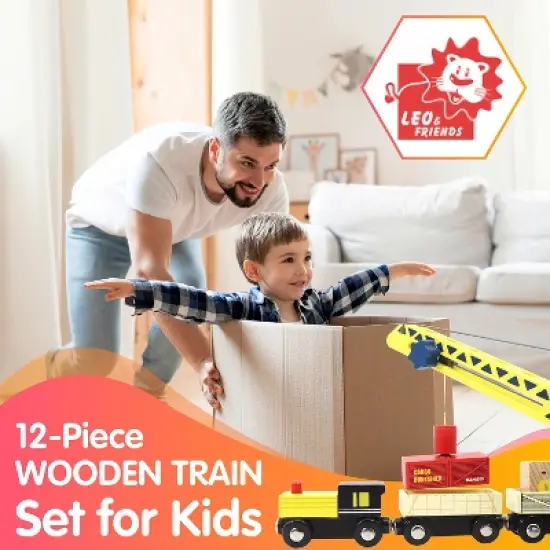 Leo & Friends 12-Piece Wooden Train Set image {1}