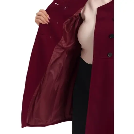 Agnes Orinda Women's Plus Size Stand Collar Pockets Double Breasted Trendy Winter Coats image {4}