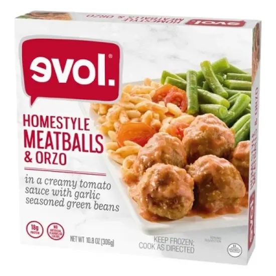 Evol Plated Meals Frozen Garlic Tomato Meatballs & Orzo - 10.8oz image {2}
