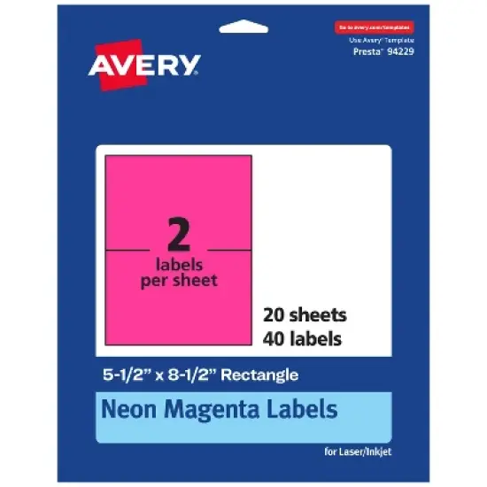 Avery Neon Magenta Paper Labels, 5.5" x 8.5" Rectangle image {10}
