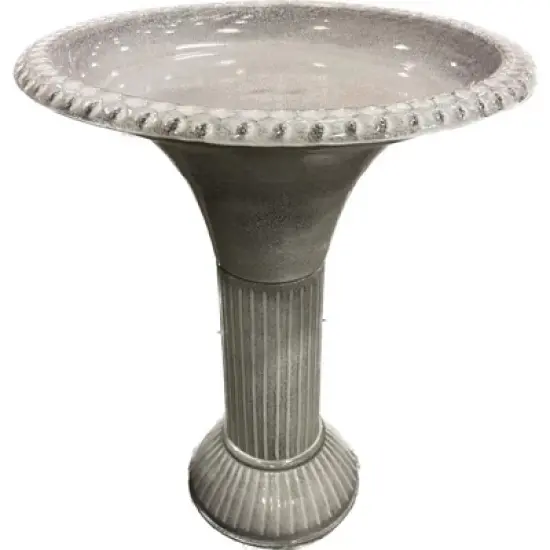 Robert Allen Bird Bath Ironstone Metal 23.5 in. Gray image {1}