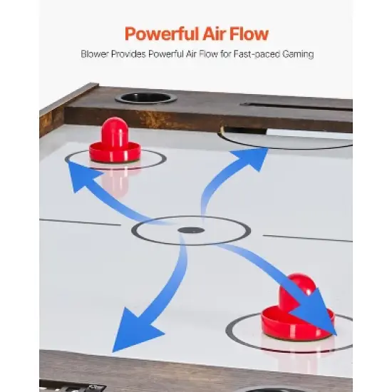 VEVOR 3-in-1 Combo Game Table Set, 54" Air Hockey Table, Multi Combination Table with Air Hockey, Ping Pong, Foosball, Pushers & Pucks, Brown image {3}