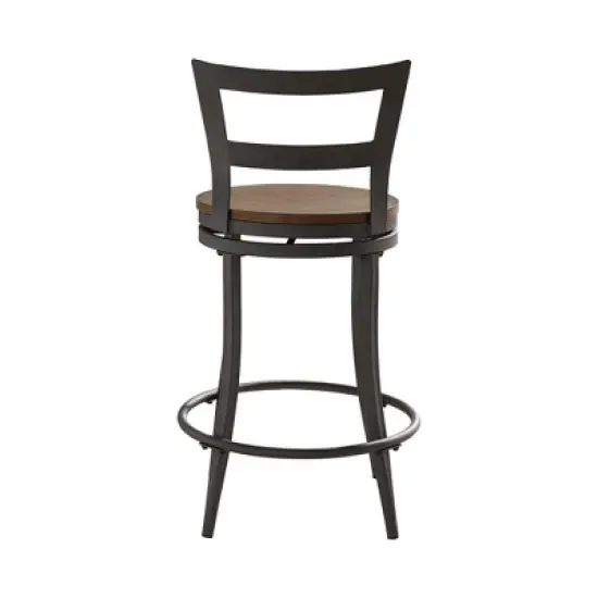 Set of 2 24" Saroyan Swivel Metal & Wood Counter Height Barstool Graphite - Inspire Q image {12}