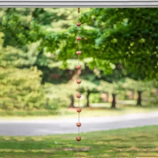 Marrgon Copper Rain Chain with Tulip Style Cups for Gutter Downspout Replacement image {4}