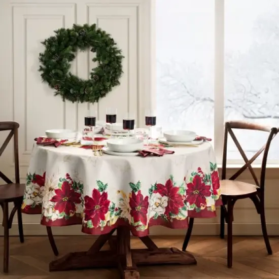 Elrene Poinsettia Garlands Engineered Tablecloth - Elrene Home Fashions image {4}