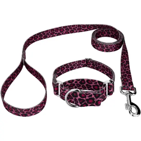Country Brook Petz Pink Leopard Print Martingale Dog Collar and Leash image {6}