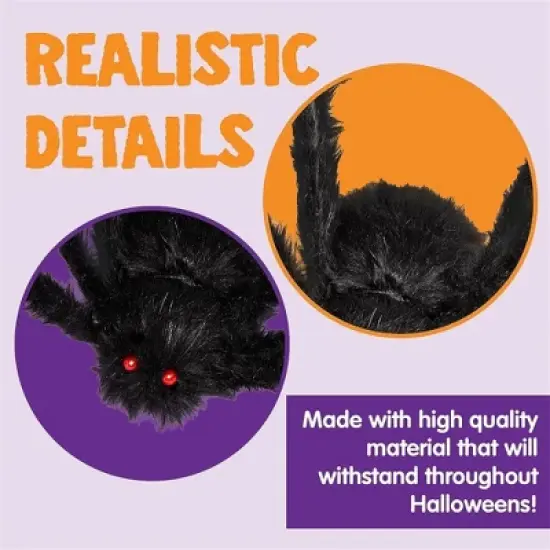 Joyfy 2 Packs 47" Scary Spider Halloween Outdoor Decor, Fake Hairy Black Spider Haunted House Props Creepy Yard Lawn Party Indoor Supplies image {4}