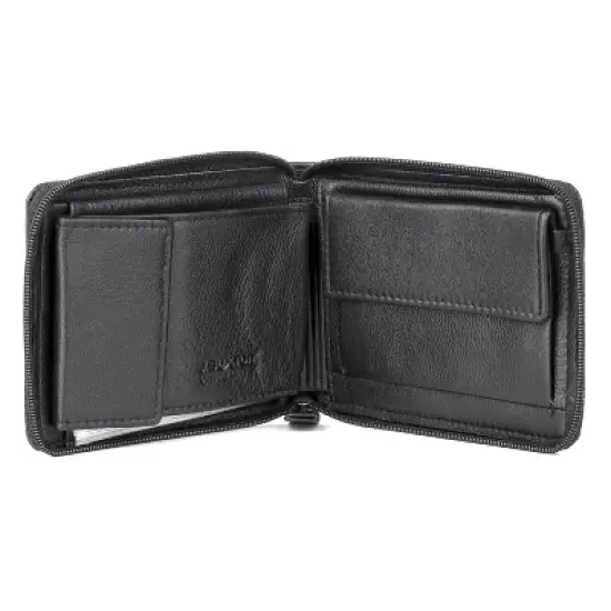 J. Buxton Emblem Zip-Around Billfold Leather Wallet - Black image {2}