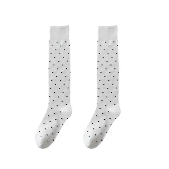 Anna-Kaci Women's 2-Pair Knee-High Socks with Classic Polka Dot Pattern Soft Stretch Fabric Perfect for Gifting and Everyday Wear image {9}