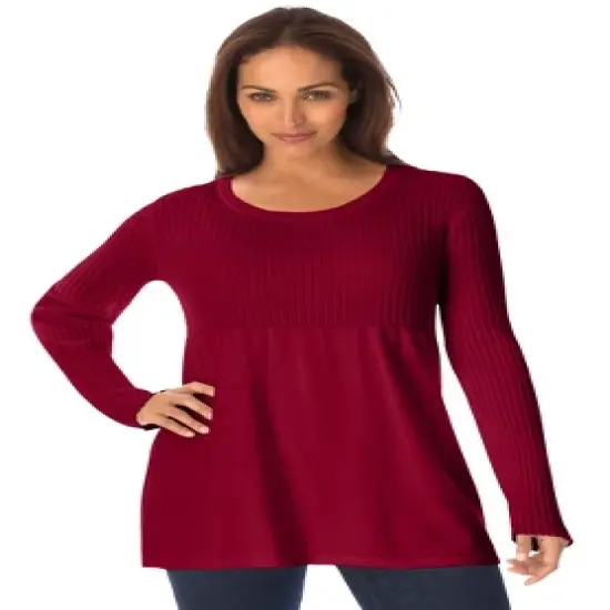 Jessica London Women&rsquo;s Plus Size Ribbed Baby Doll Tunic Sweater image {8}
