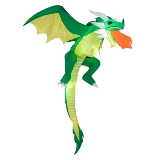 Costway 5 FT Hanging Halloween Inflatable Fire-breathing Dragon Flying Decoration Yard image {8}