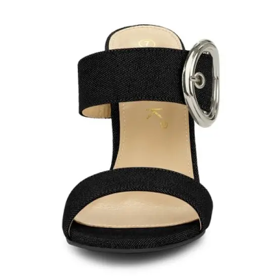 Allegra K Women's Buckle Stiletto Heels Slide Sandals image {2}