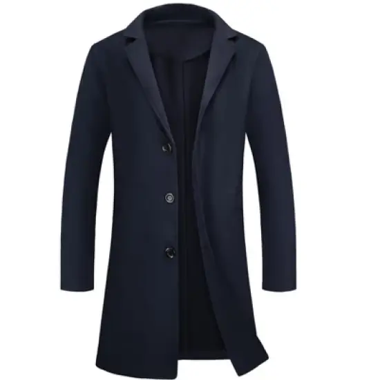 Lars Amadeus Men's Lapel Collar Single Breasted Warm Long Overcoat image {7}