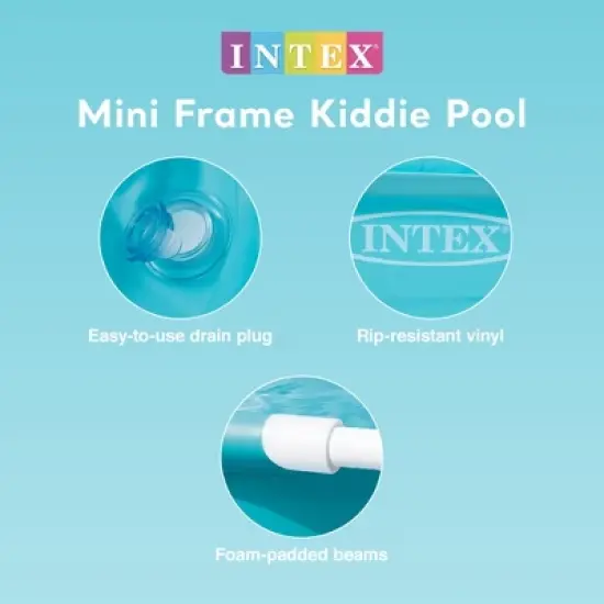 Intex 4 Foot x 12 Inch Miniature Durable Vinyl Outdoor Above Ground Frame Kiddie Swimming and Teaching Baby Pool for Ages 3 and Up, 2 Pack, Blue image {2}