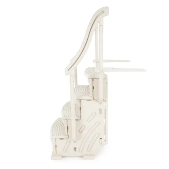 Confer 4 Step Above Ground Outdoor Swimming Pool Ladder Stair Step System with Built-In Handrails for Safe Entry and Exit, Beige image {2}