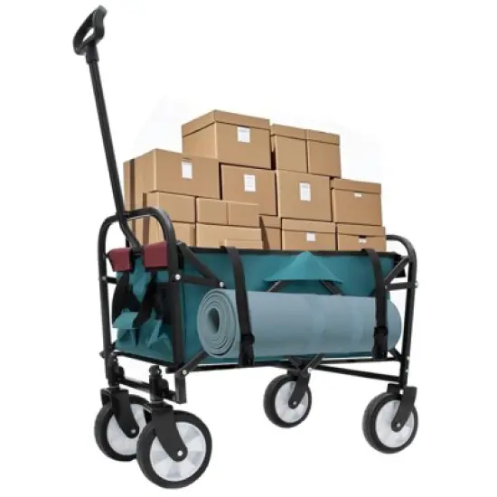 RISOKEYS Outdoor Collapsible Wagon Cart with 3-Piece Waterproof Liners and All-Terrain 360&deg; Wheels,Foldable Utility Cart for Beach,Camping image {18}