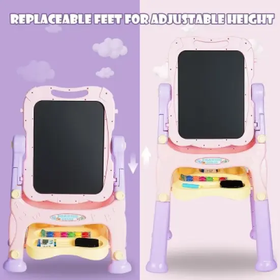 Costway Kids Easel for Two Adjustable Height Double Sided Art Easel image {6}