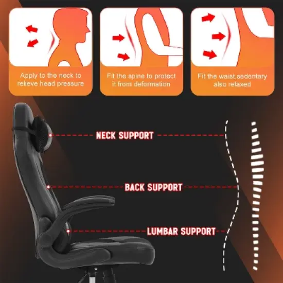 FDW PC Gaming Chair Office Chair Desk Chair with Lumbar Support Flip Up Arms Headrest image {5}