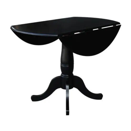 Davidson Round Dual Drop Leaf Pedestal Table Black - International Concepts image {5}