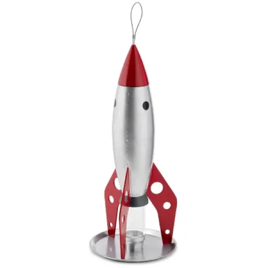 Good Directions Steel Rocketship Novelty Bird Feeder 18" image {3}