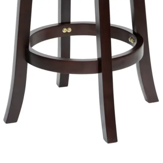 HOMCOM Classic Bar Stool Swivel Barstool with PU Leather Upholstered Mid-Back and Footrest, 30.25 Inch Seat Height, Set of 3, Black image {5}