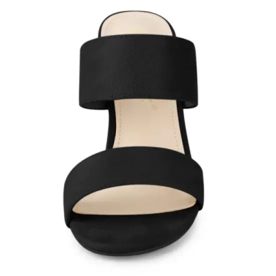 Allegra K Women's Opened Toe Block Heeled Slide Sandals image {2}