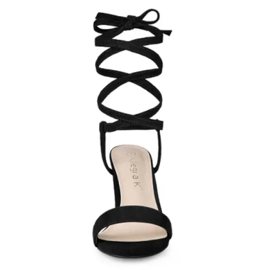 Allegra K Women's Lace Up Chunky Heels Sandals image {2}