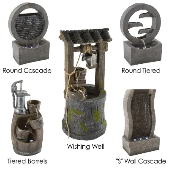 Nature Spring 4-Tier Wishing Well Outdoor Fountain With Cascading Waterfall - 32.5" image {4}