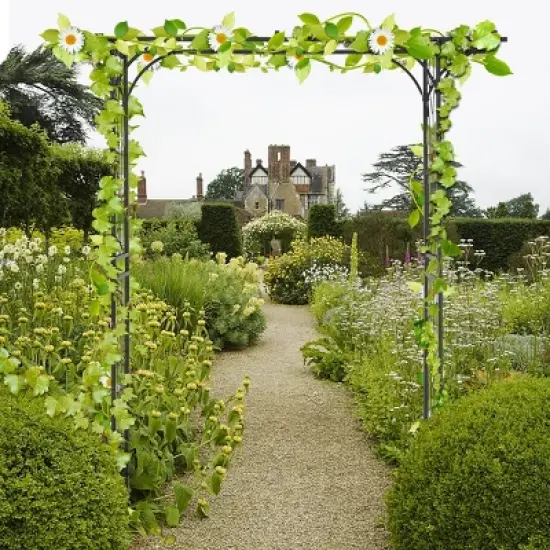 Costway Garden Wedding Rose Arch Pergola Archway Flowers Climbing Plants Trellis Metal image {2}