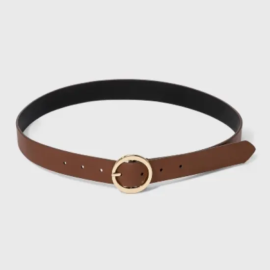 Women's Oval Tapered Center Bar Reversible Belt - A New Day&trade; Cognac/Black image {3}