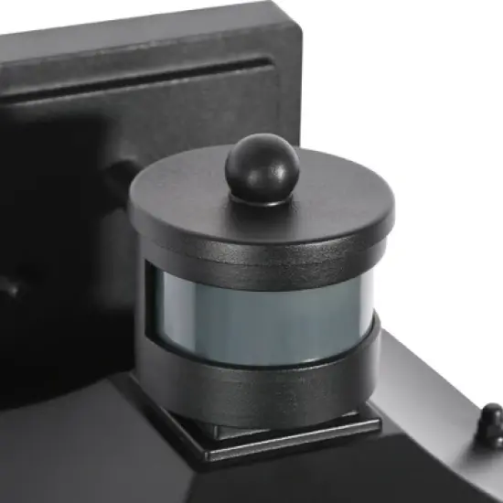 LNC 12" Metal/Glass Cage Modern Iron Outdoor Wall Light Matte Black: Waterproof, PIR Motion Sensor, Dusk to Dawn Photocell Control image {6}