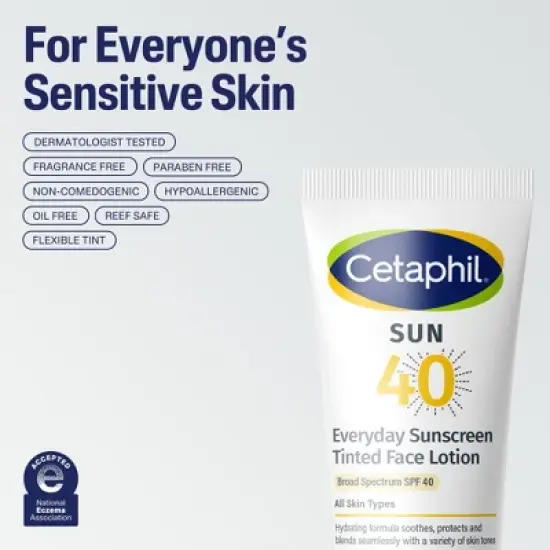 Cetaphil Sun Everyday Mineral Sunscreen Tinted Face Lotion with Zinc Oxide​ - SPF 40 image {8}