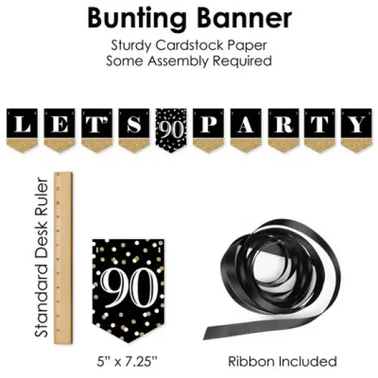 Big Dot of Happiness Adult 90th Birthday - Gold - Birthday Party Supplies Decoration Kit - Decor Galore Party Pack - 51 Pieces image {4}