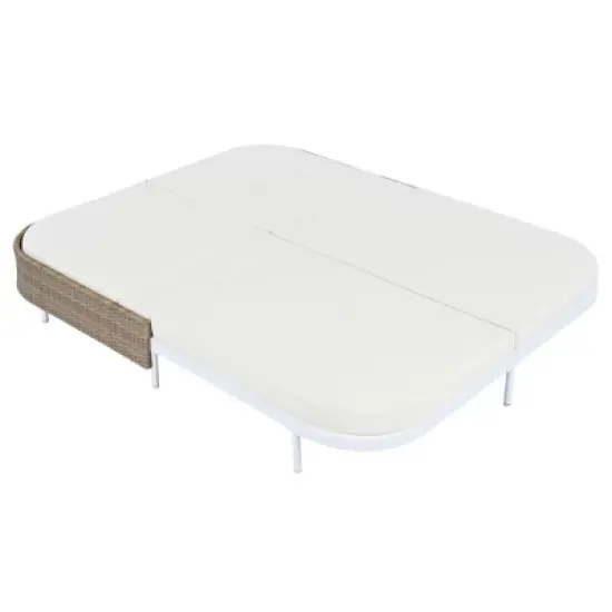 Outdoor Patio Iron Frame Double Daybed Sunbed with 5-Position Adjustable Backrest and Pillows image {10}