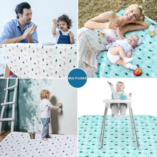 Biloban-2 Pack Splat Mats - Baby/Toddler 100% Waterproof Tablecloth，High Chair Mat Floormat， Platmat 2 Pack  with Cute Print image {7}