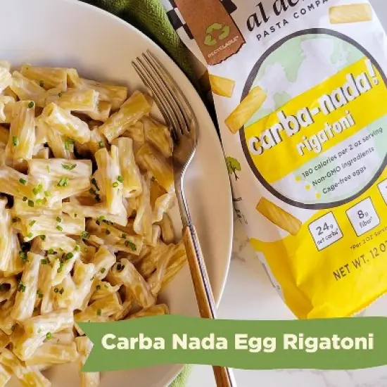 AL DENTE Carba-Nada Rigatoni, Lower Carb, 16g High Protein, Cage-Free Eggs, Non-GMO, Artisanal, Homemade Taste & Texture, 12oz Bags (Pack of 2) image {3}