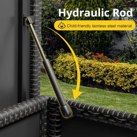 Garvee Large Deck Box Waterproof PE Rattan Outdoor Storage Box with Handles and Wheels, Storage Bin for Garden, Balcony, Porch, Pool, Yard image {4}