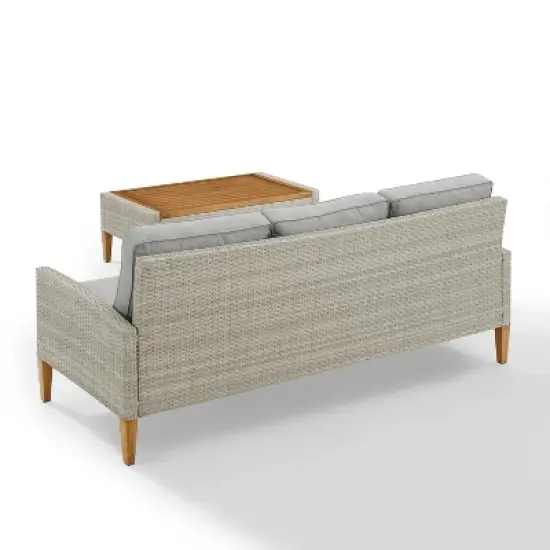 Capella Outdoor Wicker 2 Pc Sofa and Coffee Table Set Gray/Acorn - Crosley image {2}